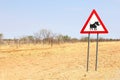 Wild warthog warning sign, Namibia Royalty Free Stock Photo