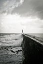 Stormy Sea Waves Crash Over Tynemouth Pier Royalty Free Stock Photo
