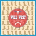 Wild West card with cowboy boots decoration