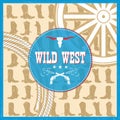 Wild West card with cowboy boots decoration and text