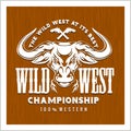 Wild west championship - badge on the wooden Royalty Free Stock Photo