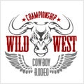 Wild west championship - cowboy rodeo. Vector Royalty Free Stock Photo