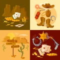 Wild west collection set sheriff cowboy bandit Royalty Free Stock Photo