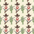 Wild West Colored Hand Drawn Seamless Pattern
