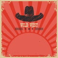 Wild west cowboy background.Vector red card