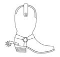 Wild west cowboy boot with spur. Contour