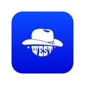 Wild west cowboy hat icon blue vector Royalty Free Stock Photo