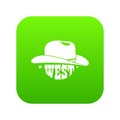 Wild west cowboy hat icon green vector Royalty Free Stock Photo