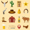 Wild west cowboy icons vector illustration Royalty Free Stock Photo