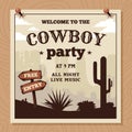 Wild West cowboy party invitation poster. Royalty Free Stock Photo