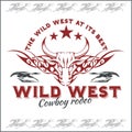 Wild west - cowboy rodeo. Vector emblem. Royalty Free Stock Photo