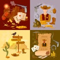 Wild west cowboy set western sheriff bandit Royalty Free Stock Photo