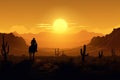 Wild west cowboy sunset. Generate Ai