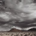 Wild west desert cloudy sky creepy scene distant view mountains background