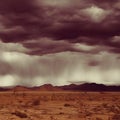 Wild west desert cloudy sky creepy scene desert storm brewing