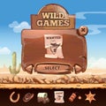 Wild West desert landscape background with user