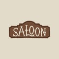 Wild west element in modern style flat, line style. Hand drawn vector illustration of old western saloon sign, bar entrance, Royalty Free Stock Photo
