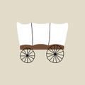 Wild west element in modern style flat, line style. Hand drawn vector illustration of old western wagon, carriage cartoon design. Royalty Free Stock Photo