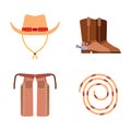 Wild west elements set icons cowboy rodeo equipment and different accessories vector illustration. Royalty Free Stock Photo