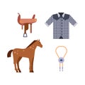 Wild west elements set icons cowboy rodeo equipment and different accessories vector illustration.