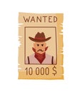 Wild west flat icon. Accessorie or object game and app ui icon. Wanted reward poster Royalty Free Stock Photo