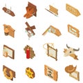 Wild west pointer icons set, isometric style Royalty Free Stock Photo
