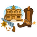 Wild West Police station. Sheriff. Wild West Illustration
