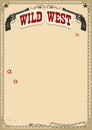 Wild West poster background with revolvers and text on old paper Royalty Free Stock Photo