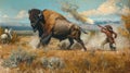 Wild West Pursuit: Bison Hunters on the Trail of Their Prey