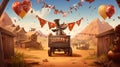 A wild west scene with \'Yeehaw! It\'s Your Birthday!\'