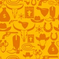 Wild west seamless pattern with cowboy objects and