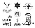 Wild West. Set of vintage rodeo emblems, labels, logos, badges Royalty Free Stock Photo