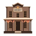 Wild West sheriff office, town building of cowboy. Royalty Free Stock Photo