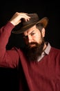 Wild West. Texas cowboy. Handsome man portrait. American Western. Retro style.
