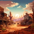 Wild West Town Illustration Royalty Free Stock Photo