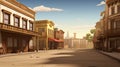 Wild west town street with old cowboy saloon building. hotel house in row near road. generative ai Royalty Free Stock Photo