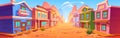 Wild west town street with old saloon building Royalty Free Stock Photo