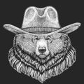 Wild west. Traditional american cowboy hat. Texas rodeo. Print for children, kids t-shirt. Image for emblem, badge, logo