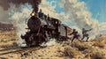 Wild West Train Heist: Outlaws Raiding a Steam Locomotive