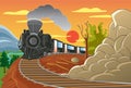 The Wild West Train Vector Illustration