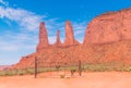 Wild West USA. Monument Valley, Arizona, Three Sisters Rock Royalty Free Stock Photo