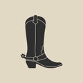 Wild west vintage element in flat, line style. Hand drawn vector illustration of old western cowboy boot fashion style, cartoon Royalty Free Stock Photo