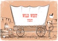 Wild west wagon background for text. Royalty Free Stock Photo