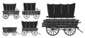 Wild west wagon isolated black icon.Vector illustration set western of old carriage on white background .Vector black