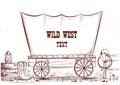 Wild west wagon.Vector illustration background for text