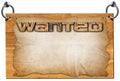 Wild West Wanted Sign with Empty Parchment Isolated on White Background Royalty Free Stock Photo