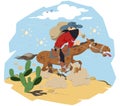Wild west world. Cowboy on horse. Funny people Royalty Free Stock Photo