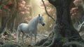 Wild white horse. Beautiful white horse. generative ai