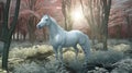 Wild white horse. Beautiful white horse. generative ai