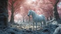 Wild white horse. Beautiful white horse. generative ai